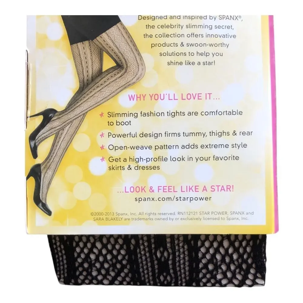 SPANX Star Power Center Stage Double Diamond Stripe Shaping Tights Black Size C